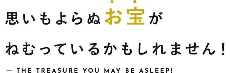 思いもよらぬお宝がねむっているかもしれません!